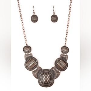Paparazzi Prehistoric Powerhouse - Copper Necklace + Matching Earrings NWT